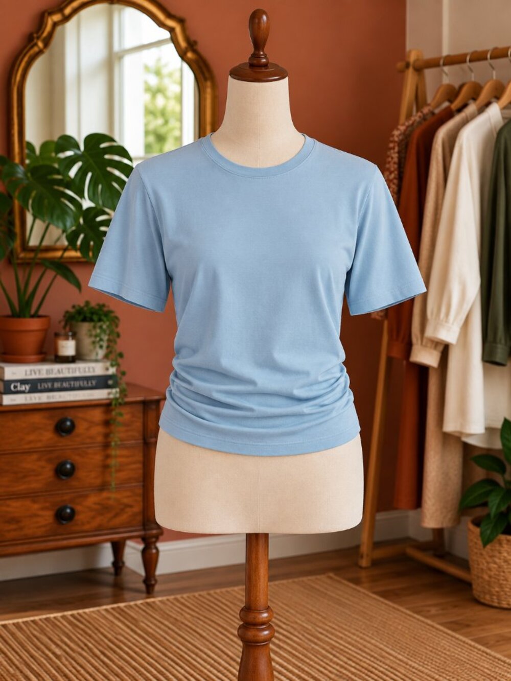 H&M Sky Blue Short Sleeve Crop Top